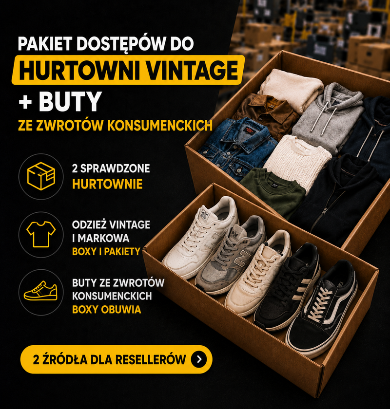 Pakiet Dostępów do Hurtowni Vintage + Buty ze Zwrotów Konsumenckich | 2 Sprawdzone Źródła dla Resellerów